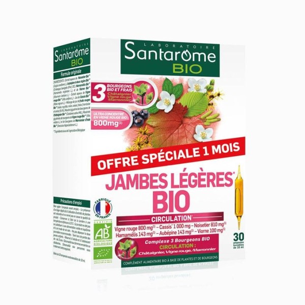 Santarome Bio Jambes Légères Ampoules 10ml, 30 units