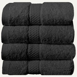 Briarwood Home Bath - 4 Piece 100% Cotton Hand Towels Set - Ultra Soft 600 GSM, Absorbent, Bathroom Decor, Bath Linens Set - Use as Hotel, Shower, Spa Towel 16 x 30 inches - D3- Charcoal Grey