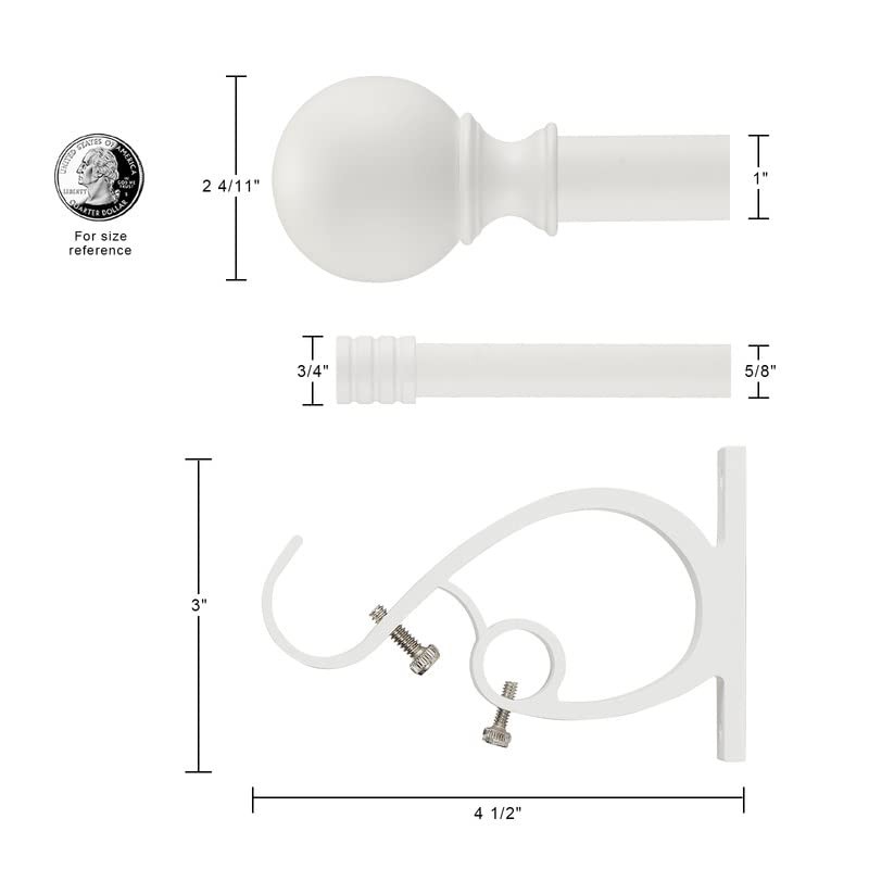 Double Curtain Rod 72-144", Double Drapery Rod with Round &
