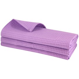 Daloual 3 x Pique Tea Towels, Gastro Quality, 100% Cotton, 70 x 50 cm, High-Quality Waffle Pique, Colour: Purple