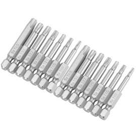 Bestgle Long Screwdriver Bit Set 50 mm 14 Pieces 5-Point Torx Bits Magnetic Star Head Electric Torx Bits Set Pro Screwdriver S2 Steel 1/4 Inch Hex Shank T10 T15 T20 T25 T27 T30 T40