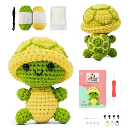 BUERPINKING Crochet Set with Crochet Kit for Beginners (Turtle), Knitting Dolly, Crochet Toy Set, Suitable for Adults and Children with Idea Instructions Crochet Hook Yarn Balls DIY Crochet