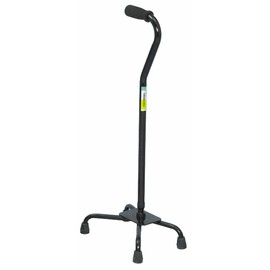 Essential Medical Supply Large Base Quad Cane in Black - Height Adjustable Walking Cane, Sturdy and Durable Walking Cane for Improved Mobility and Stability with 4 Prong Base and Rubber Tips