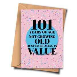 Fat Flamingos 101st Birthday Card - 101 Years of Age Not Growing Old Just Increasing in Value Funny Card for Him, Girlfriend, Twin (A5 - 5.8x8.3inch - 14.8x210cm) With Envelope
