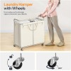 HOOBRO Laundry Basket with Wheels 2-Section Rolling Laundry Hamper Laundry