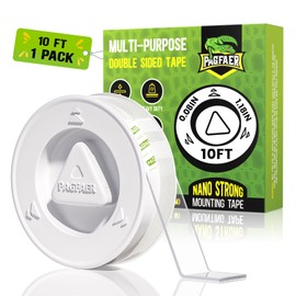 PAGFAER Double Sided Tape Heavy Duty, Double Sided Mounting Nano Tape 10FT, Clear & Tough Two Sided Adhesive Tape, Removable Picture Hanging Strips for Wall, Poster, Carpet, Home Office Outdoor