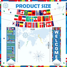 3PCS International World Flags Banner Decorations International Flags Welcome Porch Banner and 30 Counties String Flag for Olympic School Classroom Office Soccer Bar Sports Clubs Birthday Party Decorations