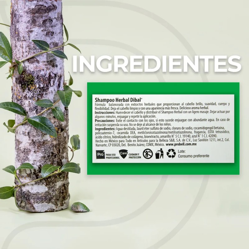 Shampoo Herbal Para Todo Tipo De Cabello De Dibal 3.5