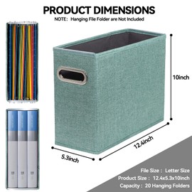 ComfortKeeper 4 Packs Letter Size File Organizer, File Folders Organizer, Fabric Storage Box, Collapsible Paper Organizer with Metal Handle, Smooth PVC Rails, Only Box (Green)