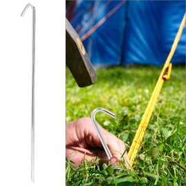 QWORK Metal Tent Stakes, 120 Pack 9-Inch Heavy Duty Camping Tarp Stakes, Galvanized Steel Garden Edging Fence Hooks, Canopy Anchors