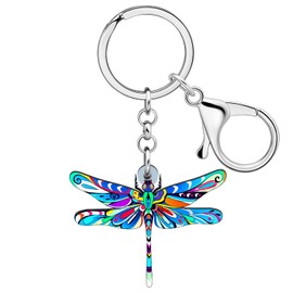 LONYOO Llavero de libélula de acrílico para llaves de coche, mochila, llavero, regalo de libélula para mujeres y niñas, dijes de primavera, Cielo, M