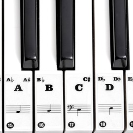 Pegatina de piano, removible, transparente, para teclado de piano 61/88 teclas (negro)