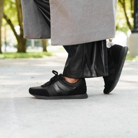 Kizik Slip On Sneakers: Milan - Comfortable, Retro Nylon & Suede, Mens & Womens Walking Shoes with Arch Support, Hands Free Convenience, Wear All-Day - Blackout M14 / W15.5