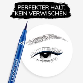 Manhattan Eyemazing Liner, Blue Felt Eyeliner for Ideal Application, Colour Blueless 77L, 1 x 1.2 ml