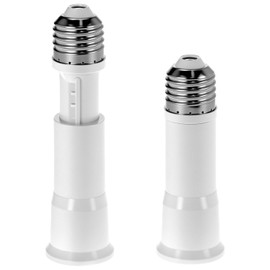 QWORK E26 Light Socket Extender, 2-Pack 4-Level Extendable, Flame-Retardant PBT, 60W Max