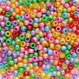 Pack of 1000 6 x 9 mm Colourful Beads for Threading Large Hole Acrylic Craft Beads Smooth Pony Beads for Necklaces Bracelets Jewellery Making