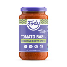 Fody Foods Tomato Basil Pasta Sauce, 19.4 Oz, Garlic and Onion Free, Low FODMAP Certified, Gut & IBS Friendly, Vegan, Non-GMO, Gluten Free, Kosher