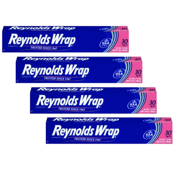 Reynolds Wrap Aluminum Foil, 30 Sqft (Pack of 4)