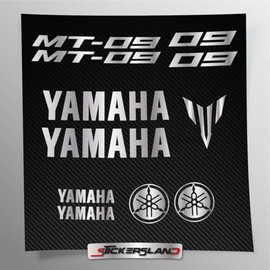 Motorcycle Helmet Compatible Tank Sticker Kit, Pre-Cut Vinyl, Easy Apply, Logos Stickersland® - MT-09 (Metallic Silver Matte)