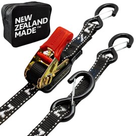 Jetski Ratchet Strap Tie Down Strap - Made in NZ - 1" x 12"’ Heavy Duty Endless Tiedown with PVC Hooks - for Jetskis, Seadoo, Waverunner & PWCs - 1,800lbs Break Strength - 1 Strap (Black)