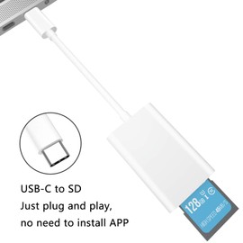 VIMVIP USB-C to SD Card Reader, USB Type C to SD Camera Card Reader Adapter Compatible with IP@d Pro and More USB C Devices (White)