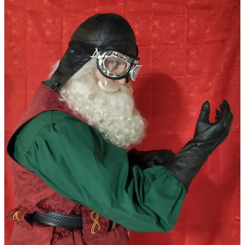 Historical Emporium Men's Leather Aviator Helmet M Black