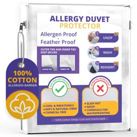 Allersoft| All Cotton Dust, Pet Dander, Feather, Pollen & Allergy Control Duvet Protector (70x96)