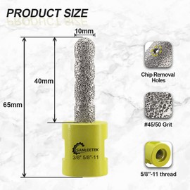 Diamond Finger Milling Bits 3/8"(10mm) SANLEETEK Tile Bits for Existing Holes Enlarging Shaping Trimming in Porcelain Ceramic Tile Marble Granite Artificial Stone 5/8"-11 Thread