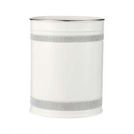 Motifeur Bathroom Wastebasket - Ceramic Decorative Trash Can (Rhinestones, White)