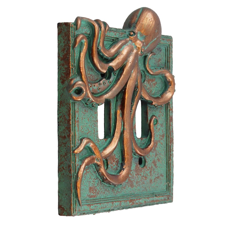 Top Brass Large Octopus/Kraken Electrical Cover Wall Plate Bronze/Verdigris Finish