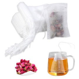 Piriuuo Pack of 200 Tea Bags for Loose Tea, 5 x 7 cm Tea Filter Bags Disposable with Drawstring Tea Filter Bags Tea Filter for Loose Tea Tea Bags Disposable for Fragrances, Spices, Vanilla, Lavender,