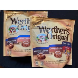 Werther's Original Werthers Original Hard Sugar Free Original, Caramel Coffee,Caramel Chocolate - FOUR Bags