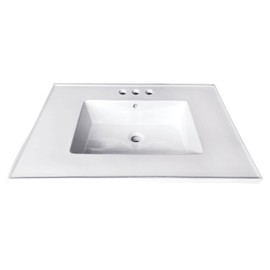 Kingston Brass LBT25227W34 Continental Vanity Sink Top, White 25.19 x 22.06 x 6, 1 count