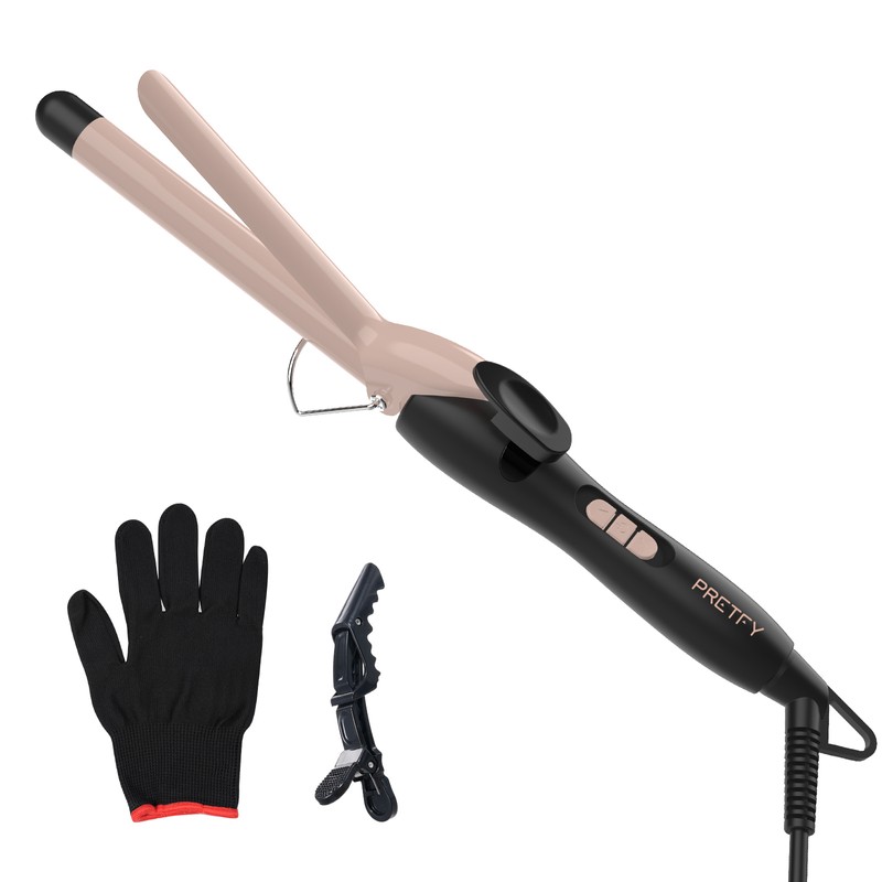 Pretfy Curling Tongs, 19mm Hair Curler Small Curling Iron Adjustable