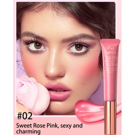 Velvet Liquid Blush Wand with Cushion Applicator, Breathable Cream Blush Beauty Stick, Blusher Makeup Dual Use for Cheeks & Lips, Weightless, Long-Wearing, Dewy Finish, Easily Blendable Blush Wand-02