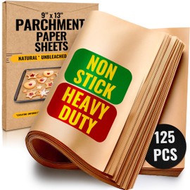 125 Pcs 9x13 Inch Parchment Paper Sheets by Baker's Signature | Parchment Baking Paper, Unbleached Parchment Paper - Perfect for Baking, Precut Non-Stick Sheets, Eco-Friendly, Will Not Curl or Burn