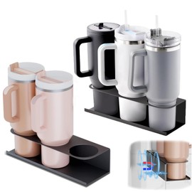 2-Pack Magnetic Cup Holder for Refrigerator – Compatible with 30 & 40 oz Tumblers with Handles, No-Drill, Removable Cup Organizer Rack for Kitchen Fridge Storage