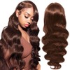 Bafamiya HD Chocolate Brown Body Wave Wigs Human Hair 200%