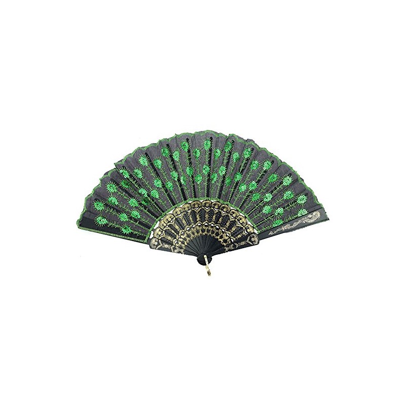 INNOLIFE Elegant Colorful Embroidered Flower Peacock Pattern Sequin Fabric Folding