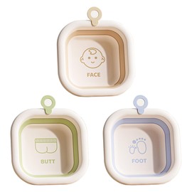 Bellglee Square Collapsible Wash Basins 3-Pack, Small Foldable Baby Bath Tub for Sink, Lightweight Portable Cleaning Basin for Travel, Camping, Dishes, Laundry