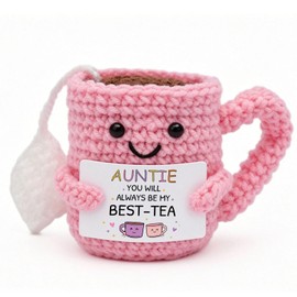 Auntie Gifts, Handmade Crochet Tea Aunties Birthday Gifts, Best Auntie Gifts Presents From Nephew Niece for Auntie Aunty On Mother Day Christmas Thanksgiving Day Valentine's Day