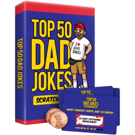 Premium Top 50 Dad Jokes Scratch Off Cards Funny Husband Papa Grandpa Gift Idea - Father's Daddy Birthday Gift - Old and New Dad Gifts