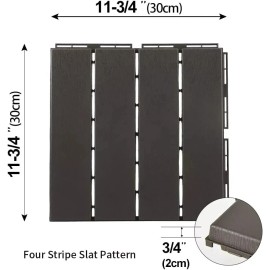 Domi Outdoor Living Patio Deck Tiles, Four Slat Plastic Outdoor Flooring, 9 Pcs One Pack, Grey