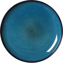 Ritzenhoff & Breker Bali Dinner Plate, 28 cm, Round Plate with Brown Rim, Scandinavian Design with Reactive Glaze, Stoneware, Blue
