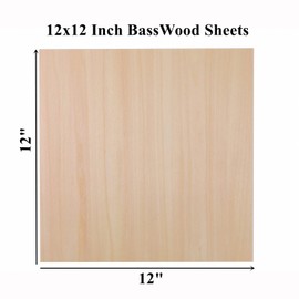 iUoczi 12 Pack Basswood Sheets 1/8 x 12x12 Inch Unfinished Wood Thin Plywood Sheets for Craft Natural Board for Cricut Maker Craft DIY Make House Airplane Wooden Model and Wood Burning Project
