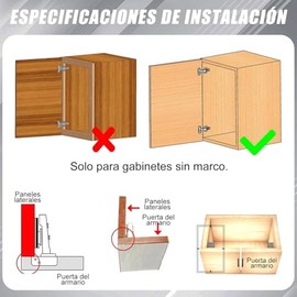 Bisagras para Puertas de Cocina, 12 Piezas de Acero Inoxidable con Cierre Suave, Bisagras para Puertas de Madera, Ajustables y Resistentes, Bisagras de Cierre Lento para Gabinetes y Alacenas