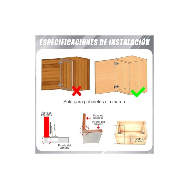 Bisagras para Puertas de Cocina, 12 Piezas de Acero Inoxidable