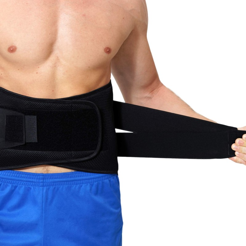 NEOtech Care Adjustable Compression Back Brace Lumbar Support Belt, Black,