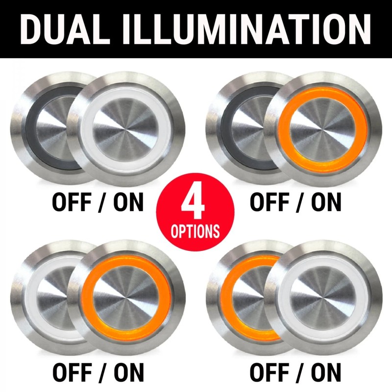 AutoLöc Power Accessories Oval Billet Aluminum 12V Momentary Push Button