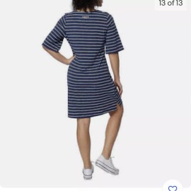 Hang Ten Ladies Sun Dress UPF 50+ Moisture Wicking Navy Blue Stripes Size Xl